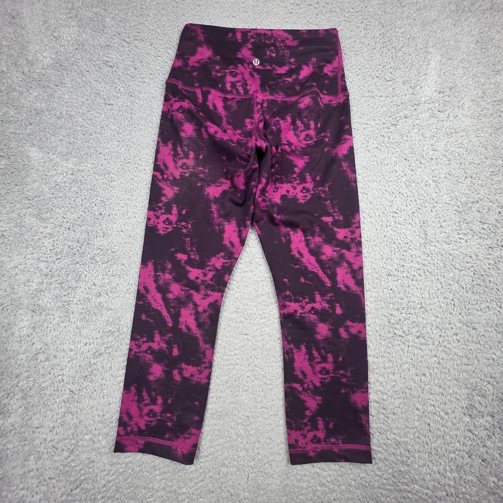 Lululemon Wunder Under Crop Leggings Womens Purple Pink Abstract High Rise NO SZ
